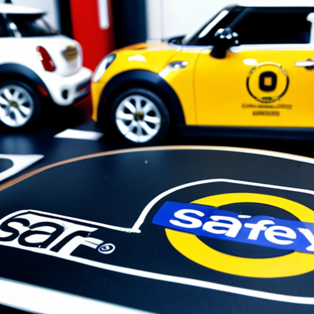 Safety Check**

A close-up shot of various mini-cars with ST and CE safety marks prominently displayed. The mini-cars are made of different materials (metal and plastic) and have various paint finishes. Focus on details like rounded edges and secure attachments. Text overlay: "Check for Safety First!" safe for work, appropriate content, fully clothed, professional.

**
