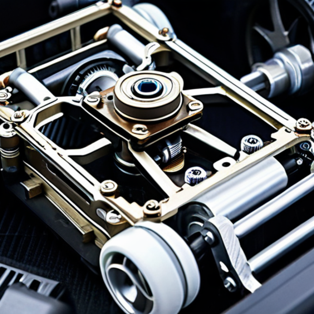 미니카의 브랜드별 부품 호환성 - **Prompt:** "Close-up of a Mini 4WD MS chassis, emphasizing intricate gear details and motor mount. ...