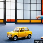 미니카의 기계적 안정성 - A detailed close-up of a high-quality miniature car made of durable metal, showcasing its sturdy con...