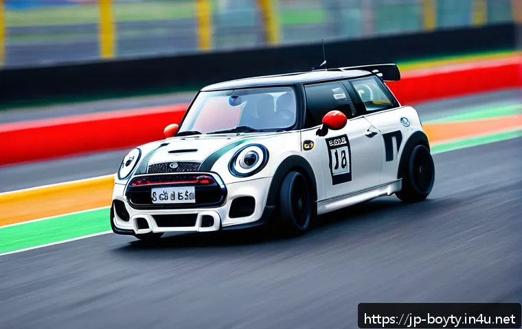 미니카 성능 비교 테스트 - A detailed close-up of a sleek mini car racing on a smooth indoor floor, showcasing its lightweight ...